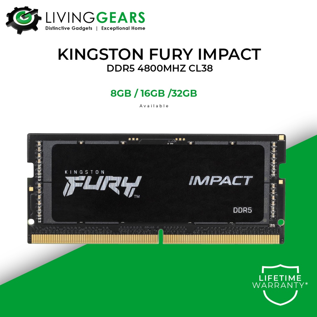 金士頓 Hyper-X Impact Fury DDR5 4800MHZ SO-DIMM 筆記本內存 (8GB / 16