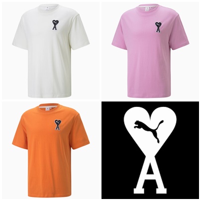 【EAT-SHOE】現貨 PUMA x AMI 運動T恤 聯名 白色 粉色 橘色 小愛心 棉質短袖 535992-75