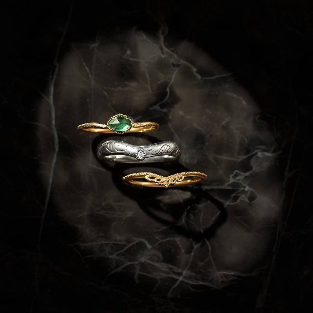CEDONY | 2022聖誕限定戒指套組 綠玉髓橄欖葉雕刻純銀戒指 三層可拆買 日牌同款 | 戒指