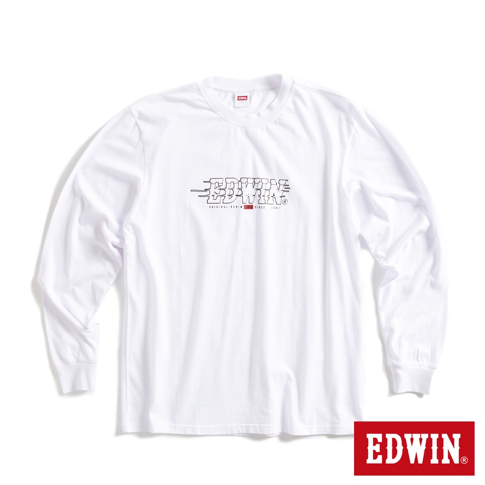 EDWIN 網路獨家 速度感LOGO長袖T恤(白色)-男款
