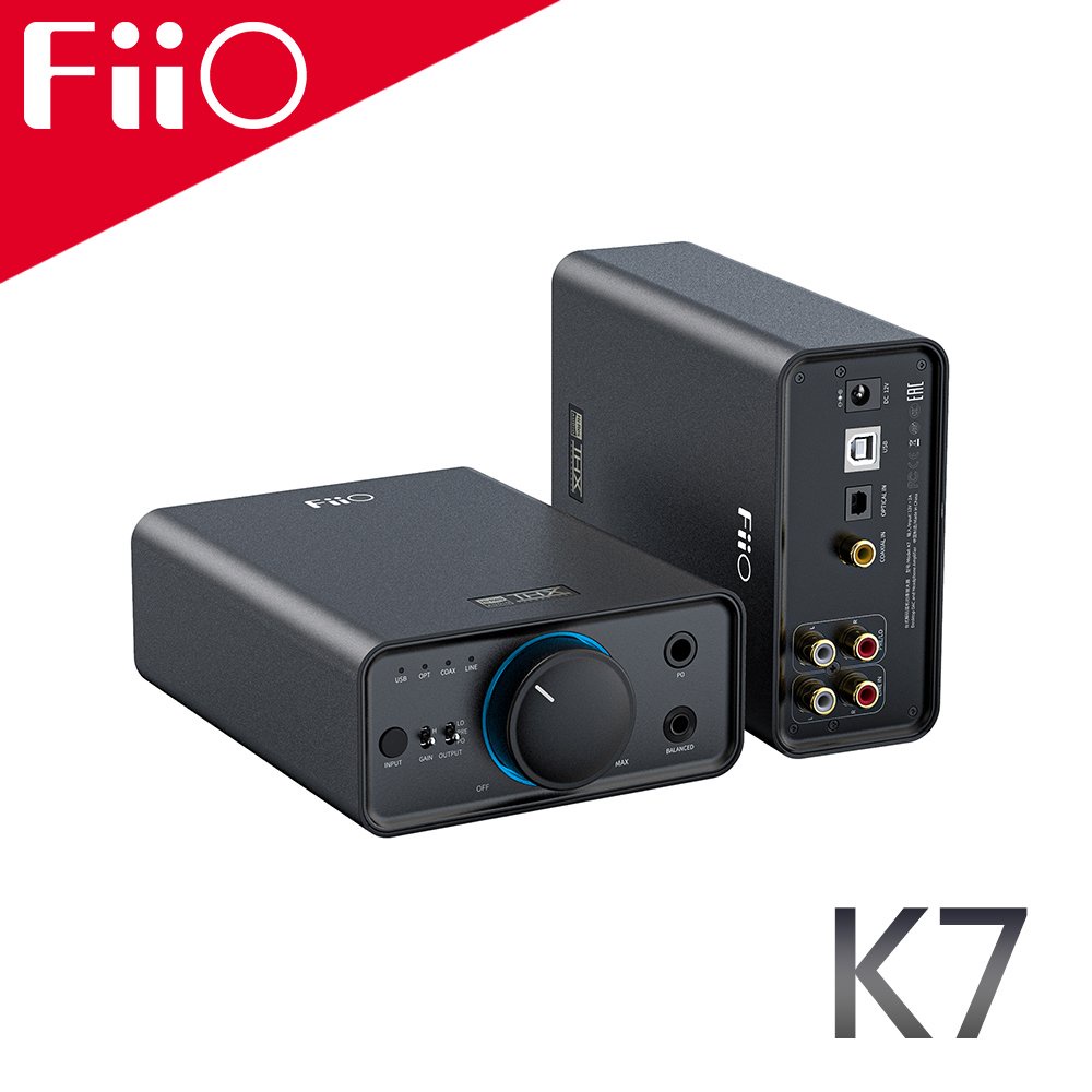 黑色預購【FiiO台灣】K7 桌上型耳機功率擴大機雙DAC晶片/兩檔增益選擇/支援USB/光纖/同軸/RCA輸入