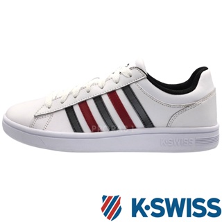 K-SWISS 06154-149 白×黑×紅 Court Winston 3D線條休閒運動鞋【男女同款】153K