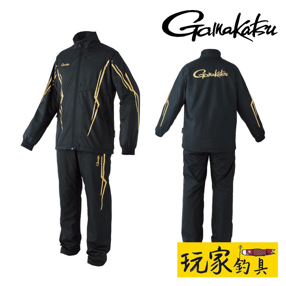 ｜玩家釣具｜Gamakatsu GM-3682 黑金 防風防潑水套裝 休閒套裝 防風夾克 風衣