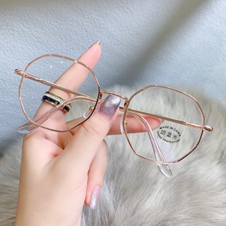眼鏡金屬眼鏡框眼鏡可更換鏡片眼鏡金屬復古平面鏡片電腦防輻射眼鏡男女通用眼鏡防藍光閱讀眼鏡女
