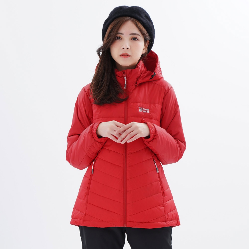 ◆遊遍天下◆ 台灣現貨-女款中長版顯瘦防風防潑水保暖羽絨外套GJ22022 / 紅色