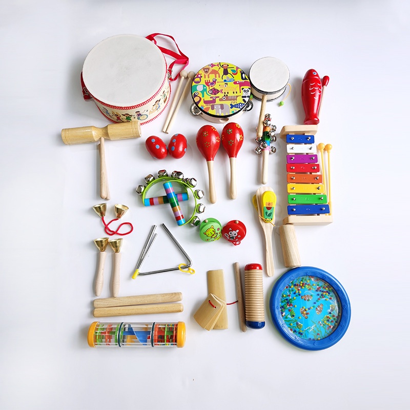 奧爾夫打擊樂器 幼兒園教具 響板三角鐵 嬰幼兒敲擊器材 木製玩具