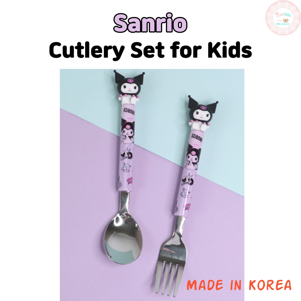 Sanrio 公仔勺子和叉子套裝 Sanrio Cutleries 韓國製造 Sanrio 餐具兒童餐具 Kuromi