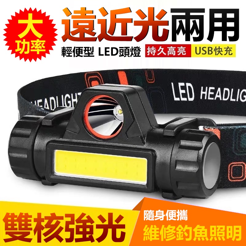 輕便型 LED頭燈 工作頭燈 廣角 聚焦 露營燈 照明燈 登山 強光頭燈 USB充電 800mah【黃小鴨生活百貨】