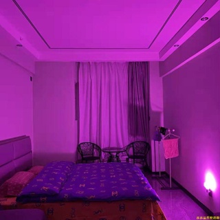 LED插電粉紫燈補光拍照抖音網紅臥室氛圍小夜燈粉光七彩變色紫燈