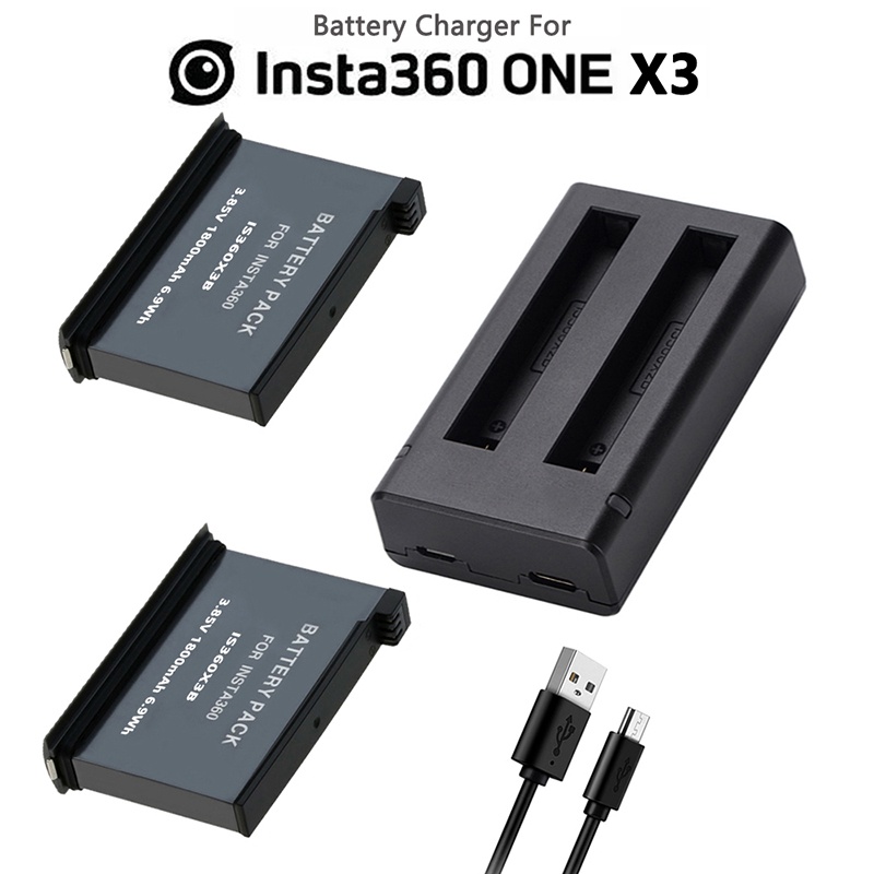 1800mah IS360X3B 電池適用於 Insta360 ONE X3 電池運動相機 LED 雙充電器配件