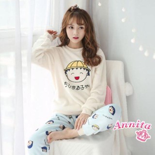 HaRu Star 可愛娃娃 法蘭絨珊瑚絨兩件式居家服女睡衣(兩件式套裝/連身睡衣/居家服/長袖/保暖睡衣)