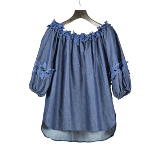 【AZUR】甜美風格五分袖素色上衣-深藍