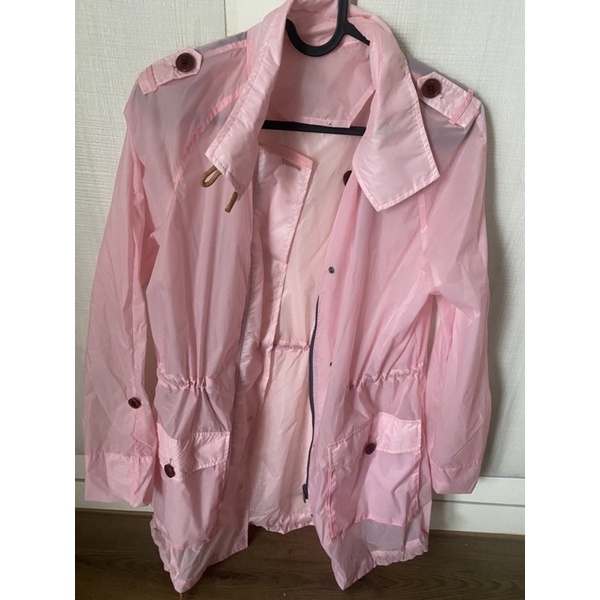 AIGLE法國品牌防風防水外套粉紅薄外套L