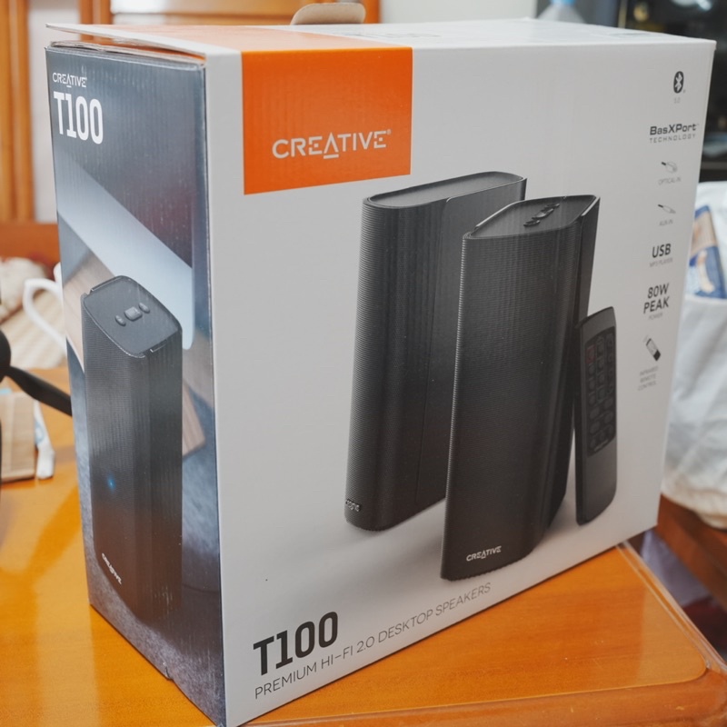 暫售 Creative T100 Hi-Fi 2.0 桌面二件式喇叭 藍芽喇叭 T100 喇叭 電腦喇叭