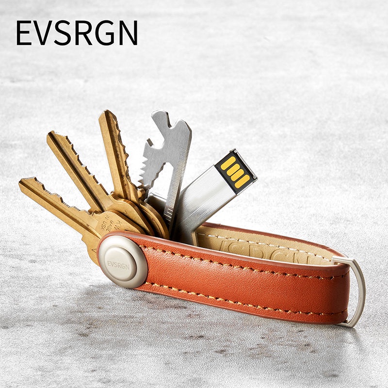 美國EVSRGN真皮鑰匙包多功能鑰匙收納器腰掛男靜音鑰匙扣創意禮品