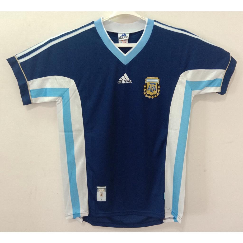 現貨1998阿根廷作客復古復刻足球國家隊球衣世界盃Argentina soccer world cup jersey