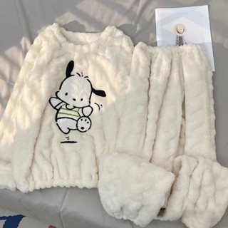 ☬✿【🎀限時特惠】 帕恰狗珊瑚絨睡衣 女秋冬季加絨加厚 簡約甜美可愛學生法蘭絨家居服 可愛卡通睡衣
