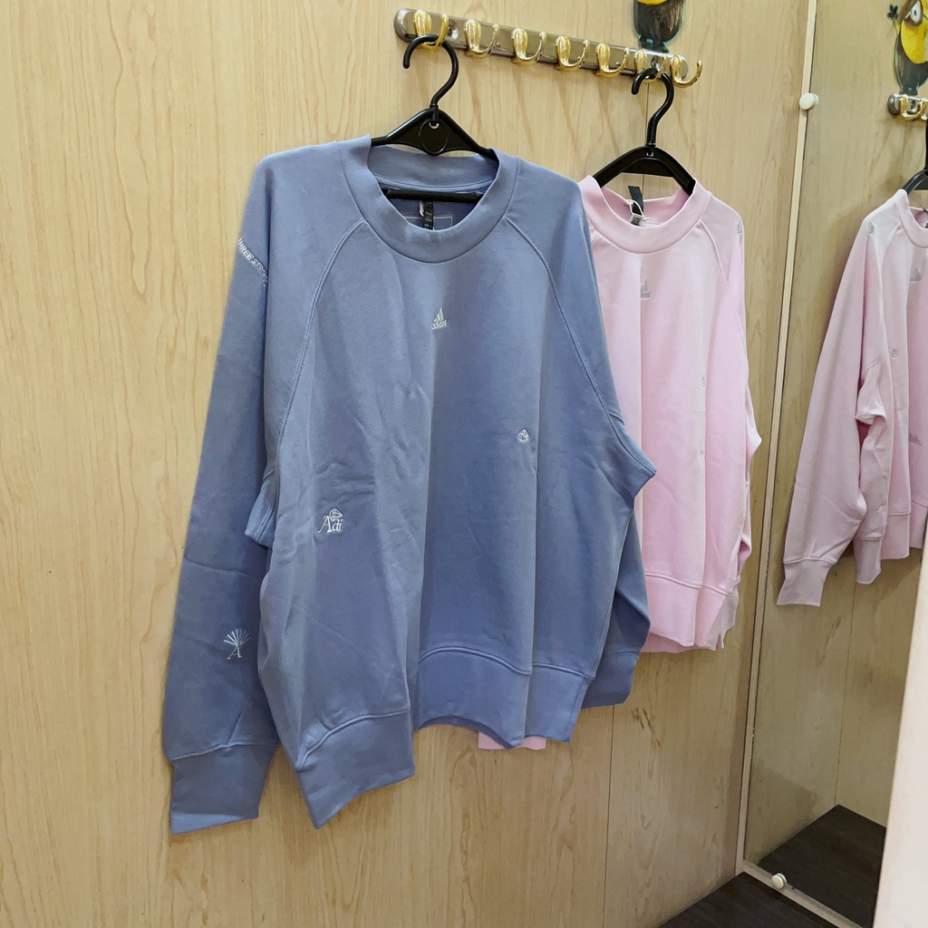 有間店🔹ADIDAS BLUV Q1 SWT 寬鬆 大學T 上衣 長袖 毛巾底 淺藍紫IC5716 粉IC0812