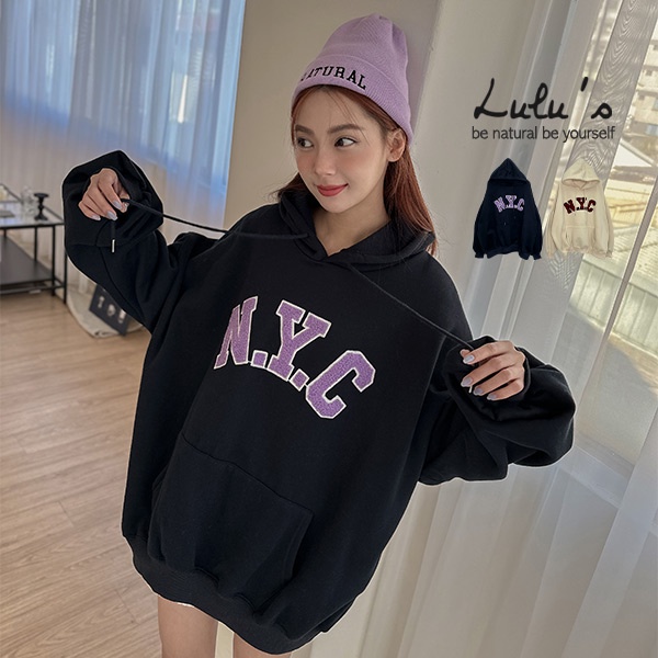 LULUS【A01220913】現貨/NYC寬鬆內刷毛連帽上衣２色221229