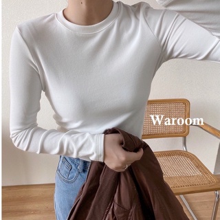 Waroom|現貨實拍1870 韓國保暖圓領內磨毛基礎上衣|女裝|內搭|疊穿上衣|百搭|長袖T恤|修身|打底衫|內搭上衣