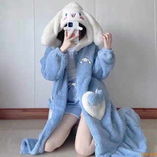 【熱銷免運】玉桂狗睡衣女秋冬季珊瑚絨卡通長款可外穿法蘭絨大碼睡袍冬天睡裙加厚睡衣睡袍 卡通 甜美 可愛 珊瑚絨家居服套裝