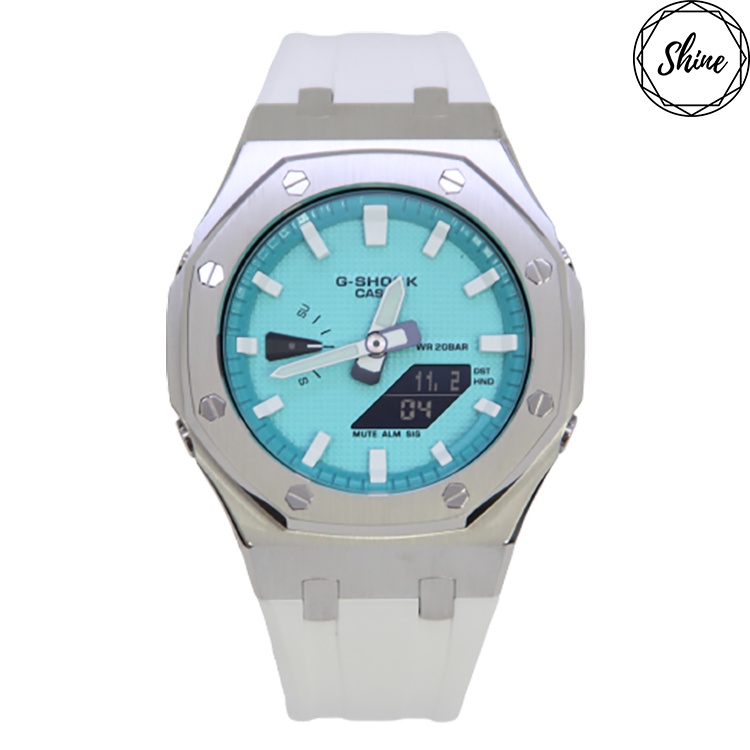 [Shinecollectionhk] 改裝 GA-2110ET-8A 手錶 粉藍錶面 12刻度改裝 白錶帶 農加橡樹