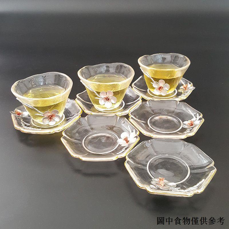 （茶具） 玻璃杯墊耐熱茶杯底盤 玻璃茶具配件 金邊 玻璃碟 隔熱墊透明茶道