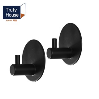 【Truly House】免打孔304不鏽鋼圓形掛勾 黑色限定款｜無痕貼 無痕掛勾(臺灣24h出貨)