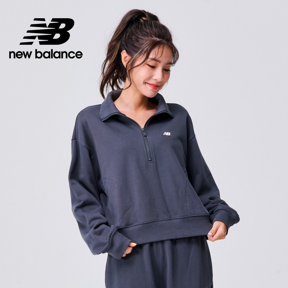 【New Balance】 NB 半開襟上衣_女性_墨灰色_AWT31501ACK