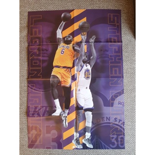 全新 湖人 Lebron James 勇士 Stephen Curry 對決 摺疊海報 XXL 美國職籃雜誌 NBA