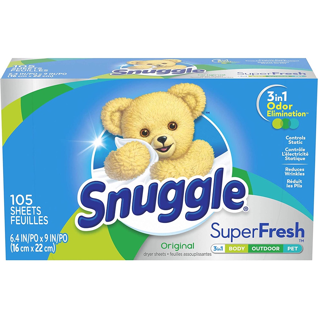 【Snuggle 熊寶貝】防靜電烘乾片/香衣片-原始超級清新(105片/盒)【兔雜tuzha】