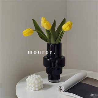 monroe家居高階輕奢黑藍色玻璃花瓶客廳餐廳樣板間裝飾擺件餐桌