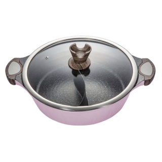 西華精選鑄造鴛鴦火鍋30cm 粉 可適用於電磁爐及瓦斯爐