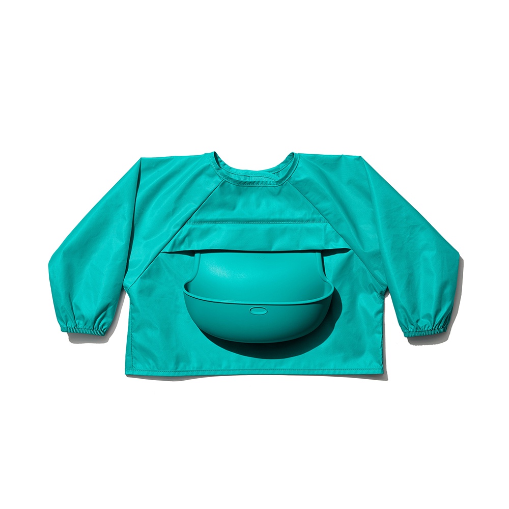 美國OXO tot 連袖口袋圍兜-靚藍綠 OX0402017A