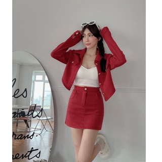 （現貨）韓國 獨家 氣質小姐姐 愛心釦衫+褲裙 內刷毛 保暖 兩件套 顯瘦版型 防走光 質感套裝 聖誕裝