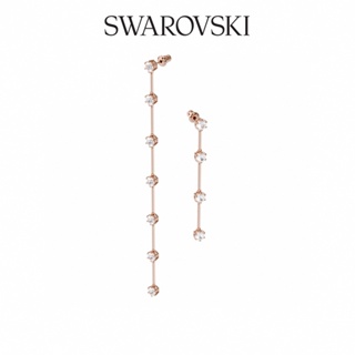 SWAROVSKI 施華洛世奇 CONSTELLA 玫金色白水晶非對稱穿孔耳環