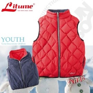 【意都美 Litume】零碼5折》兒童 雙面保暖羽絨背心/保暖 防風 防潑水 透氣 質輕 雙面穿 深藍/紅 C256