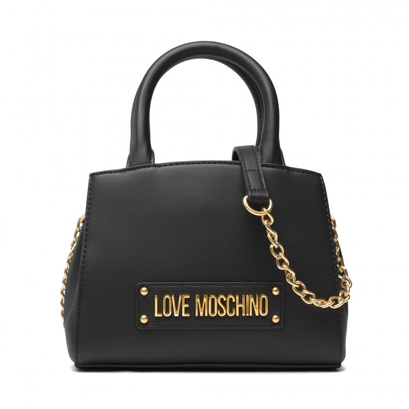 【LOVE MOSCHINO】 皮革手提鏈袋側背包 黑色JC4310PP0DKN0000
