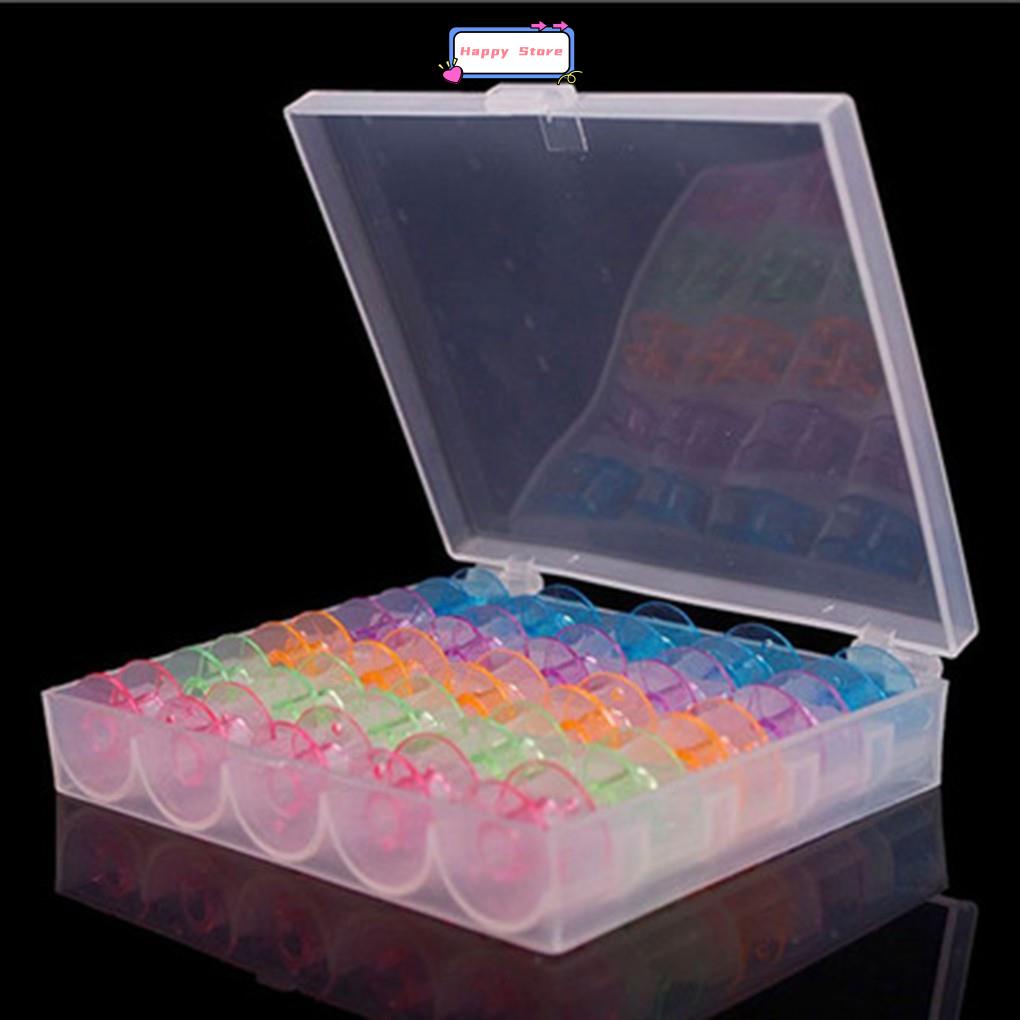 25pcs Box-Packed Coloured Plastic Bobbins Sewing Machine