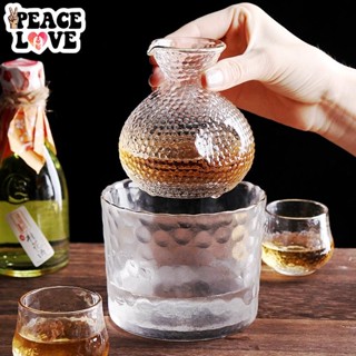 🌟PEACE酒吧🌟日式清酒壺套裝玻璃黃酒溫酒器燙酒壺家用一兩白酒杯咖啡錘紋ins