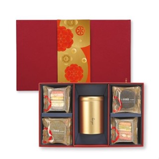 【小茶栽堂】紅香禮盒｜黑烏龍茶110g 1入/馬卡龍牛軋糖6袋/小茶餅(黑烏龍)10入