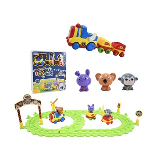 (CNS商驗合格)動物卡通軌道車 兒童組裝玩具 軌道拼接玩具 動物主題 感官訓練玩具 頑玩具