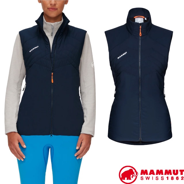 【MAMMUT 長毛象】女 Rime Light IN Flex Vest 彈性防風保暖可壓縮背心_海洋藍_02180