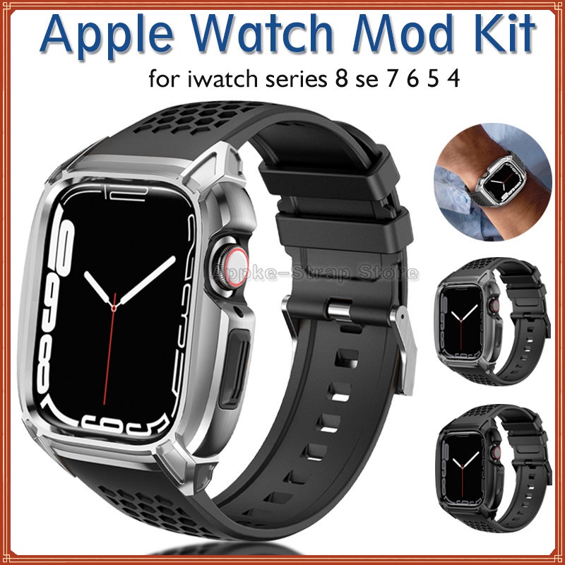 豪華金屬錶帶錶殼 蘋果手錶套裝 適用於 Apple Watch 8 7 6 5 4 45mm 44mm