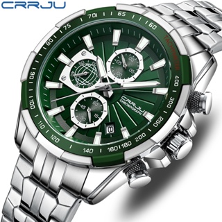 Crrju 男士手錶原創品牌多功能夜光時尚奢華商務模擬石英不銹鋼防水 2305 XS
