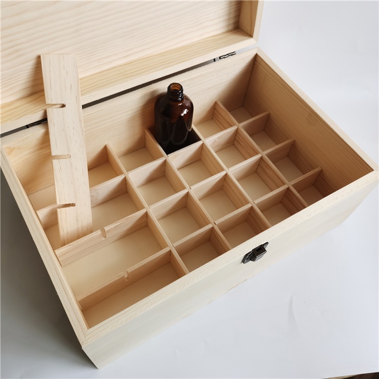 現貨速發精油盒收納盒松木質24格100ml精油瓶分裝整理盒子木製包裝盒新品