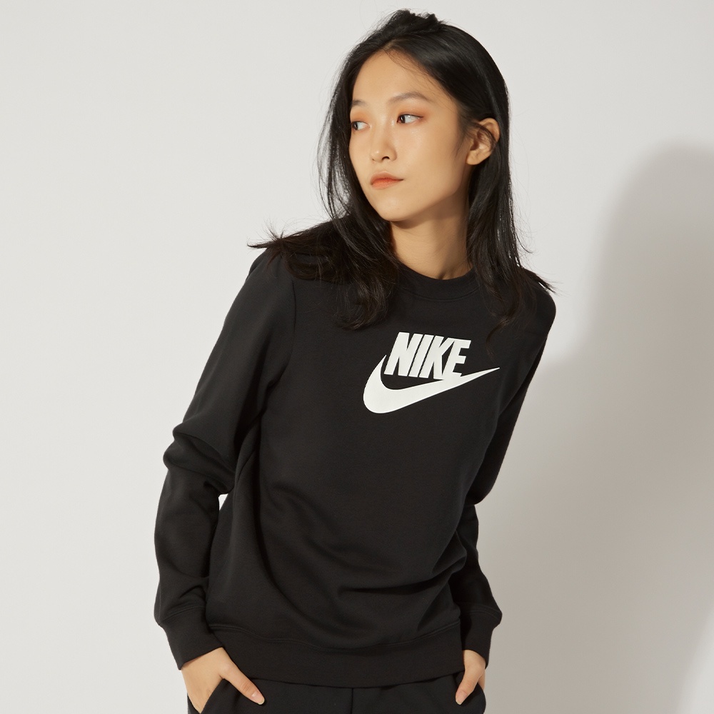 Nike As W Nsw Club Flc Gx Std Crew 女 黑 大學 刷毛 長袖 DQ5833-010