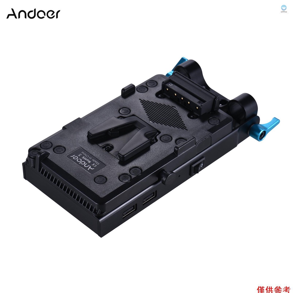 Andoer V Mount V-lock 電池板適配器,帶 15mm 雙孔桿夾 LP-E6 用於 BMCC