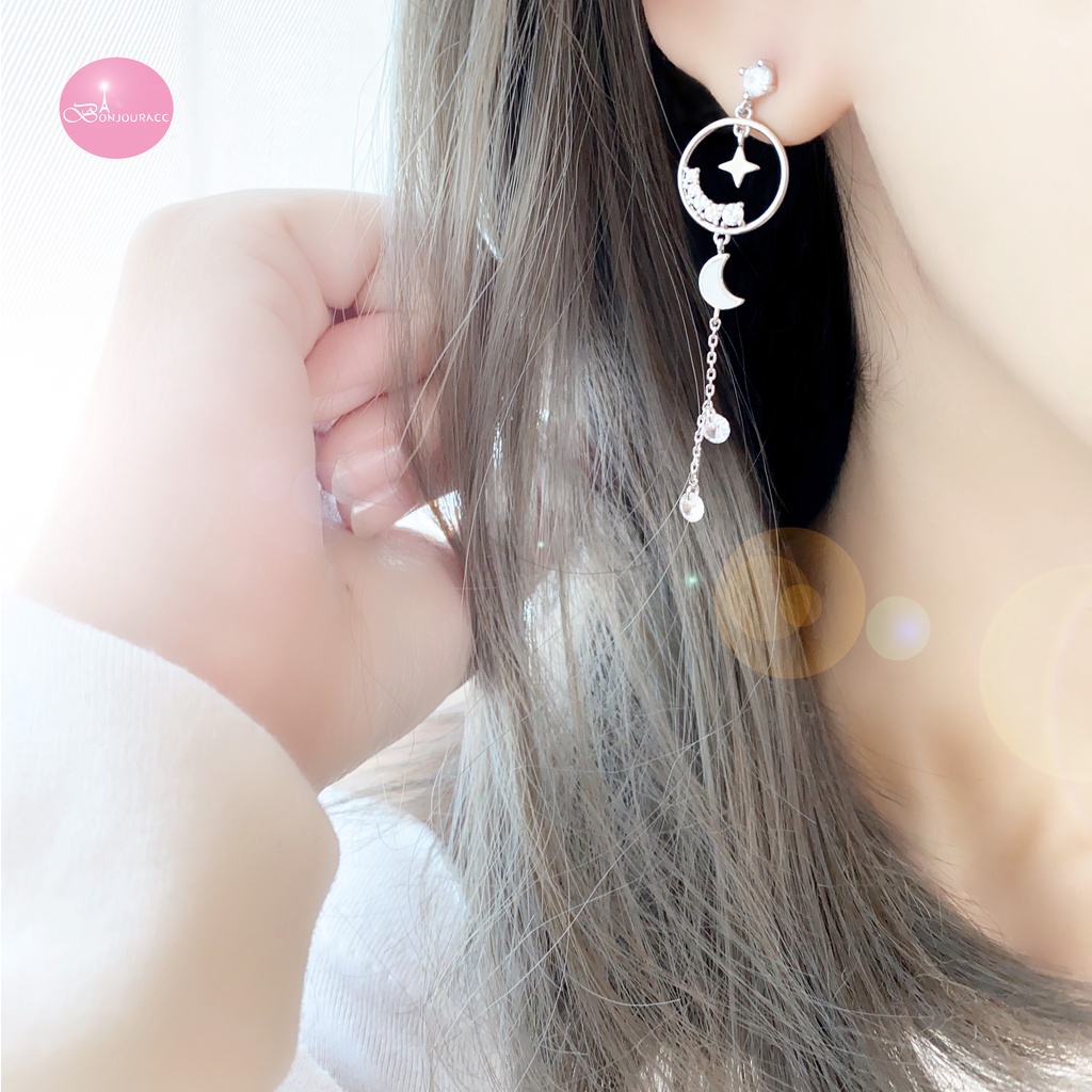 韓國 月耀星空 針式 夾式 925銀針 耳環 夾式 台灣現貨【Bonjouracc】
