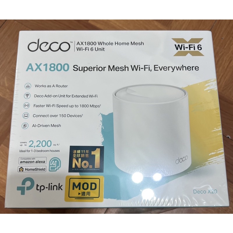 TP-Link Deco X20 AX1800 WiFi6 真Mesh雙頻無線網路網狀路由器分享器（全新3年保固）